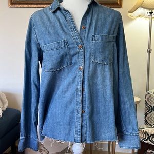 Madewell raw hem denim shirt